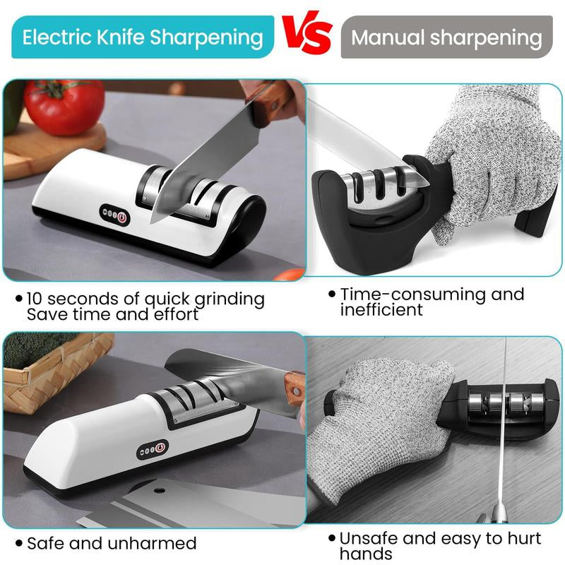 Electric Knife Sharpener, 1 Count Multifunctional Knife Sharpener, Household Knife Sharpener for Kitchen, Kitchen Gadgets