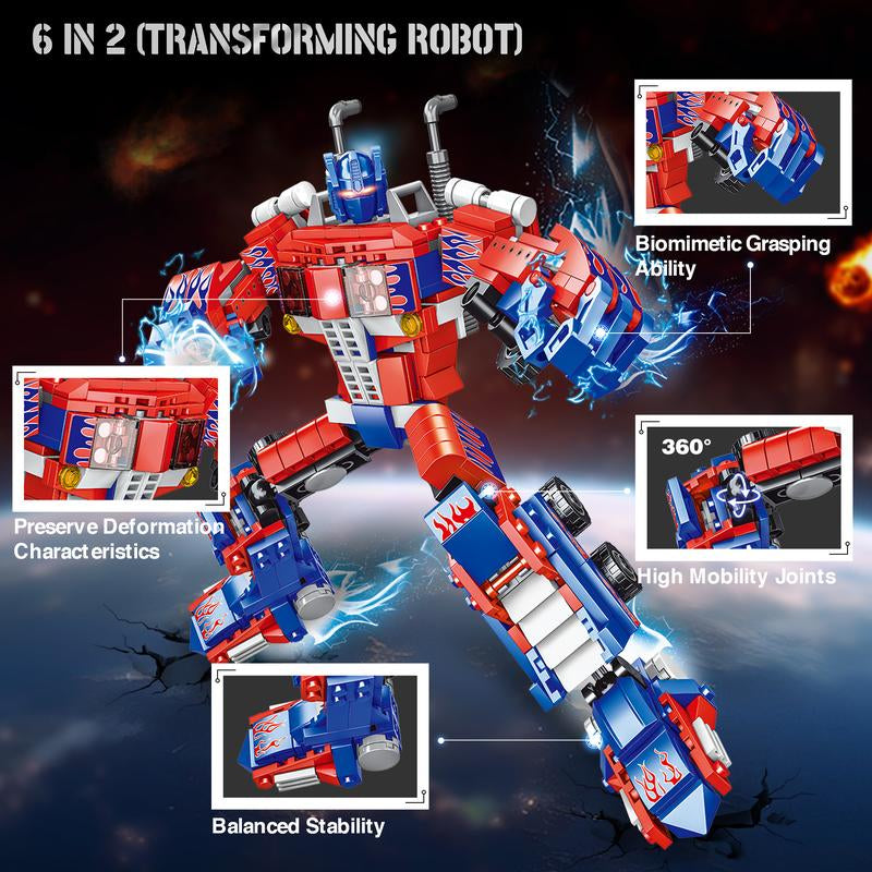 CAISSATOY Transformin Building Block Sets, 6 in 2 Building Transform Robot Construction Truck Blocks Toy, Gifts for Age 14 and above Building Bricks Building Toy