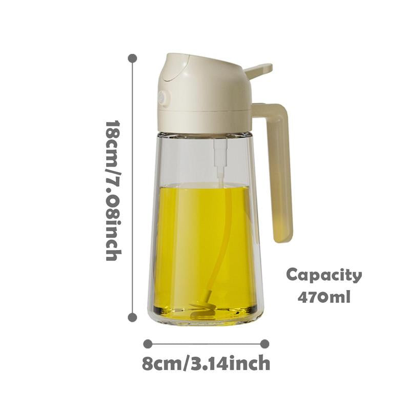 Oil Dispenser, 1 Count 470Ml Oil Bottle with Handle, Automatic Oil Sprayer, Glass Oil Bottle for Kitchen, Home, Restaurant, Kitchen Accessories, Summer for Gift, Kitchen Gadgets