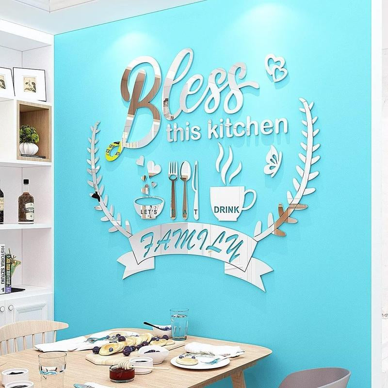 Kitchen Slogan Wall Stickers Restaurant Living Room DIY Stickers Home Decoration Wall Gift Shock-Absorbing 3D Decorative Ornaments Tiles Sticker