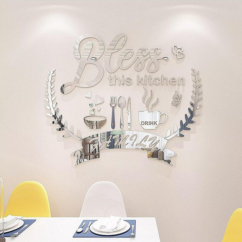 Kitchen Slogan Wall Stickers Restaurant Living Room DIY Stickers Home Decoration Wall Gift Shock-Absorbing 3D Decorative Ornaments Tiles Sticker