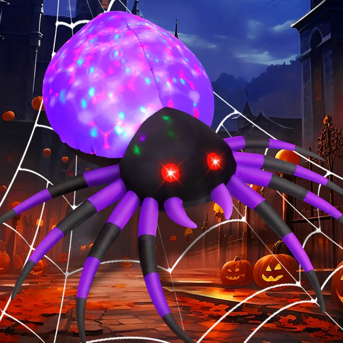  Halloween Blow up Spider with LED Lights, Outdoor Decorations 