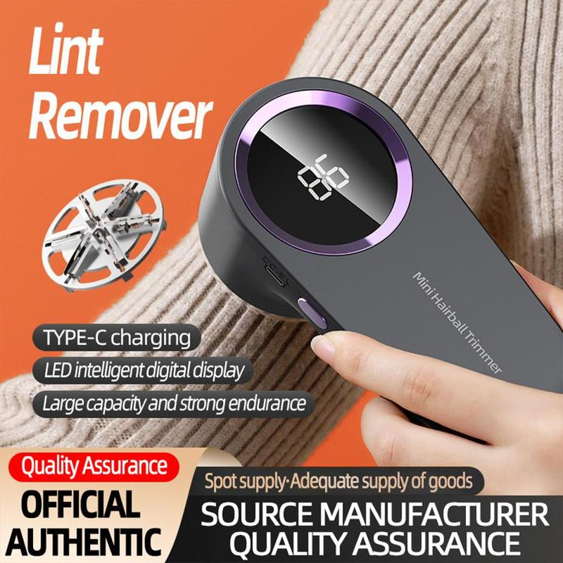 USB Rechargeable Electric Lint Remover, Portable Handheld LED Display Hairball Remover, Household Cleaning Tool for Clothes, Bedding, Furniture, Sofa