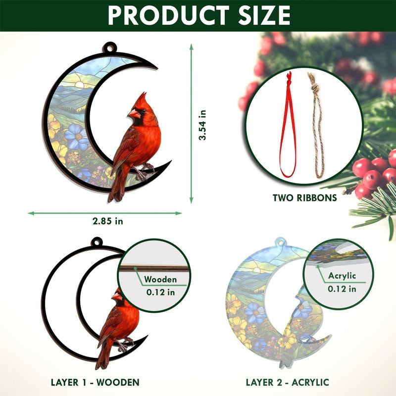 Cardinal Gifts for Women, Men - Christmas Ornaments 2024, Memorial Gifts, Sympathy Gifts for Loss of Loved One, Mom, Son, Bereavement Gift Ideas - Christmas Decorations Suncatcher Ornaments