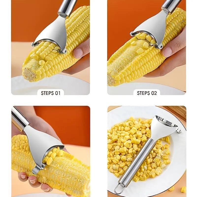 1Pc, Stainless Steel Corn Cob Stripper - Multifunctional Peeler for Kitchen - Vegetable Peeler - Creative Corn Stripper - Reusable Corn Thresher - Household Corn Planer - Kitchen Gadgets