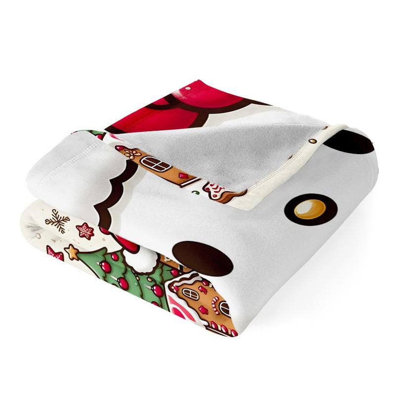 Hello Kitty Gingerbread House Pattern Blanket, Soft Cozy Throw Blanket, Air-Conditioned Room Blanket, Warm Nap Blanket for Home Office Travel Camping