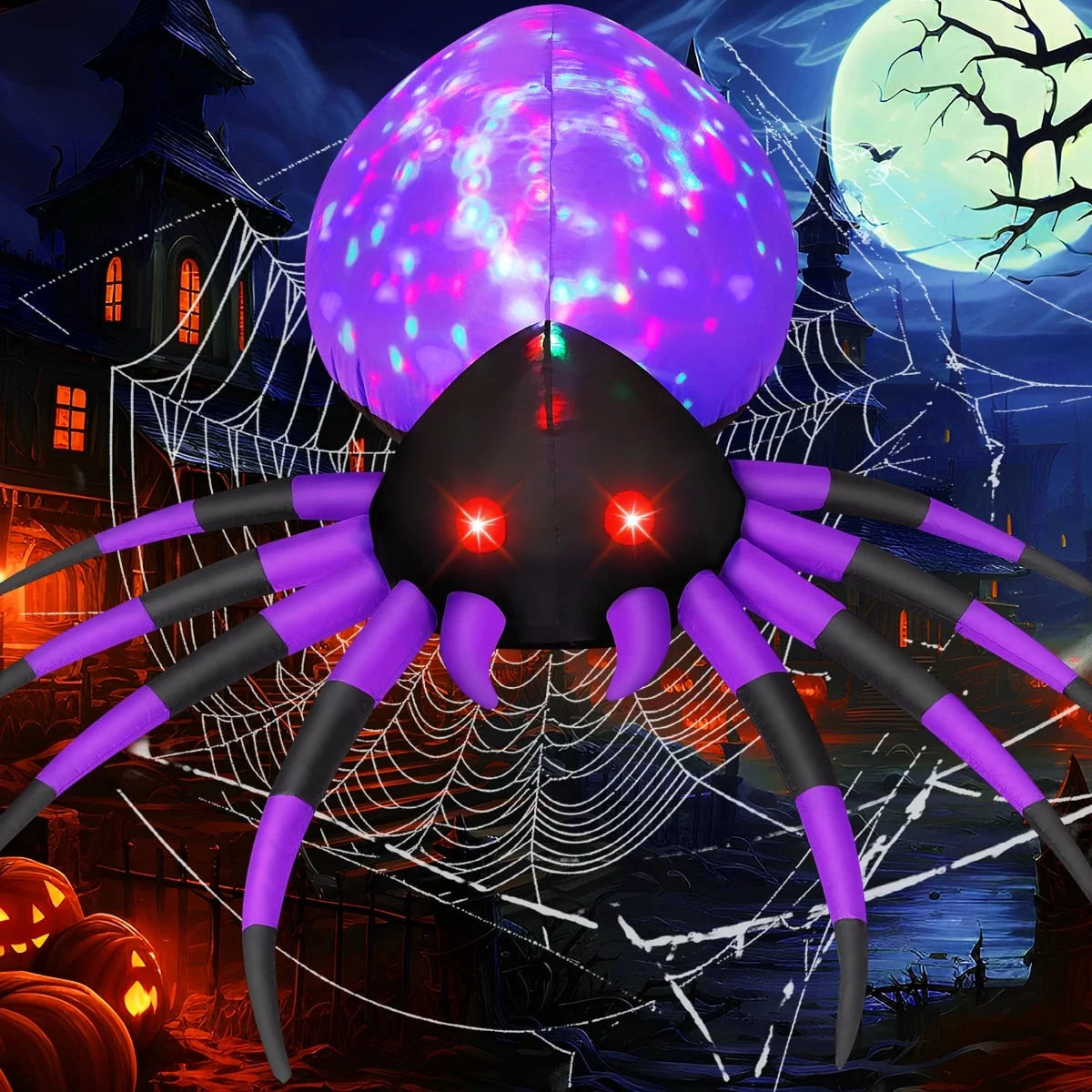  Halloween Blow up Spider with LED Lights, Outdoor Decorations 