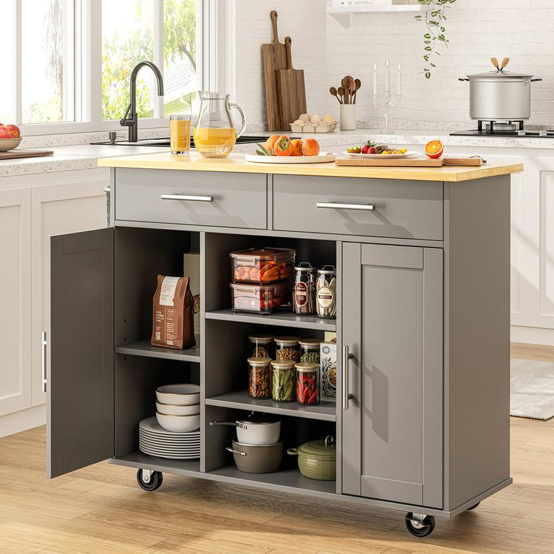 Walsunny 40" Multifunction Kitchen Cart Cabinet with Shelves