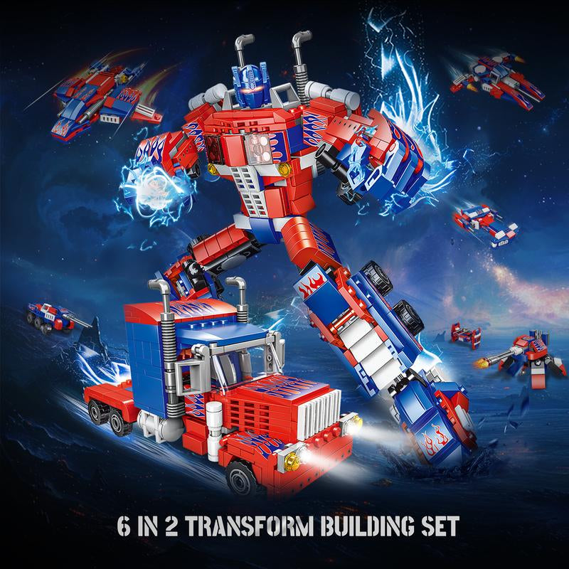 CAISSATOY Transformin Building Block Sets, 6 in 2 Building Transform Robot Construction Truck Blocks Toy, Gifts for Age 14 and above Building Bricks Building Toy