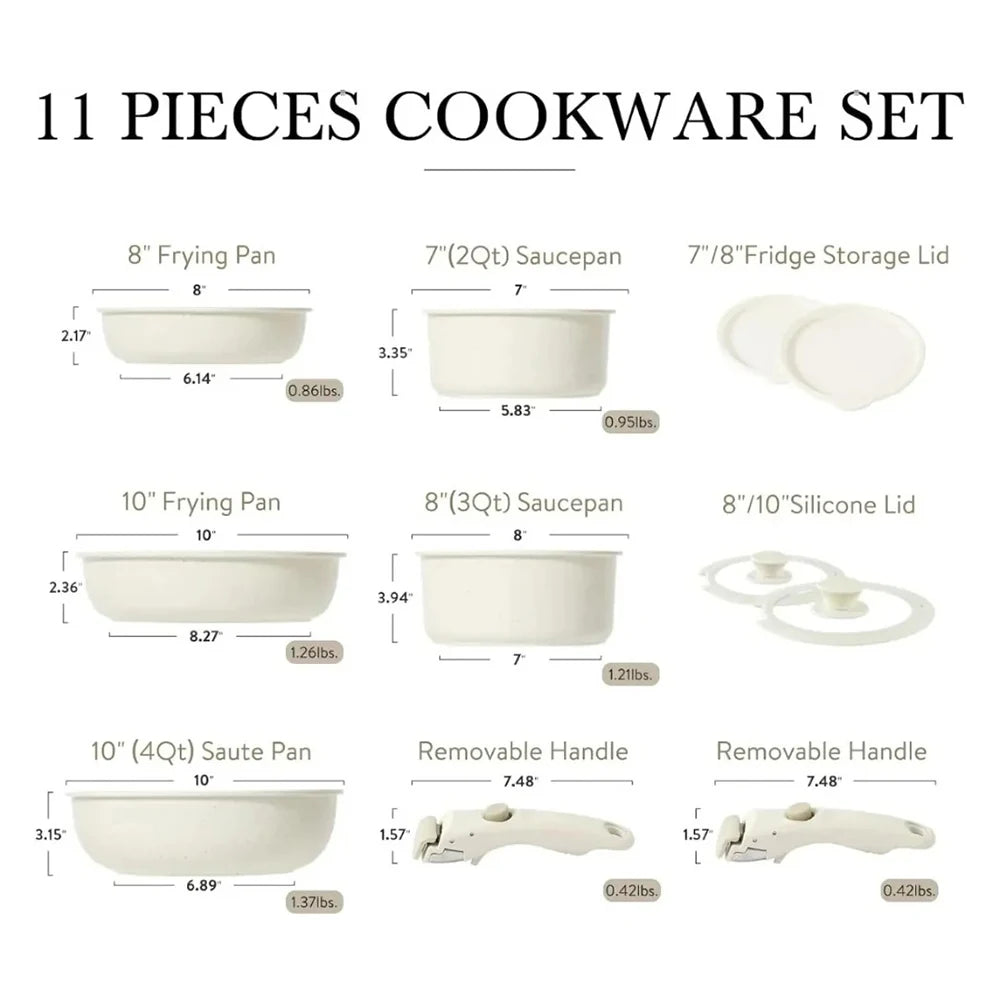 Pots and Pans Set Nonstick Cookware Sets Handle Kitchen Removable Handle Cooking Pot Set اواني منزليه Cooking Pot Eco-Friendly