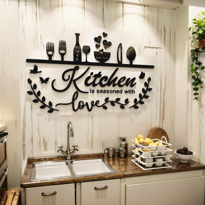 Kitchen Slogan Wall Stickers Restaurant Living Room DIY Stickers Home Decoration Wall Gift Shock-Absorbing 3D Decorative Ornaments Tiles Sticker