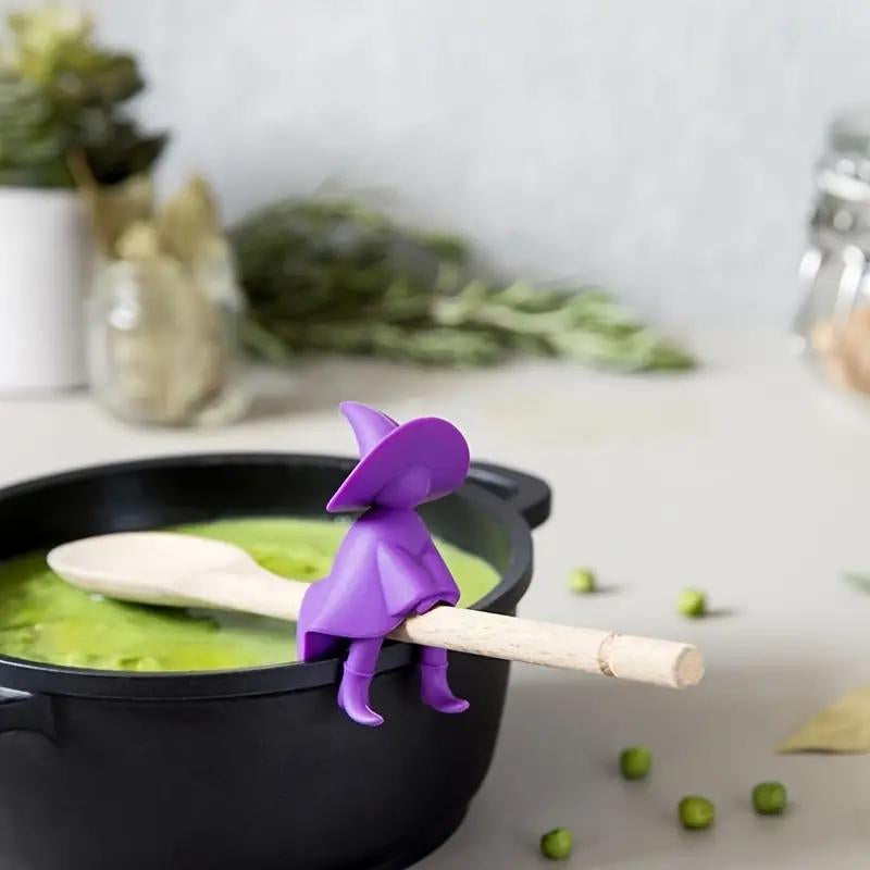 Silicone Kitchen Spoon Holder, 1 Count Heat-Resistant Witch Pot Lid, Spill-Free Kitchen Utensil