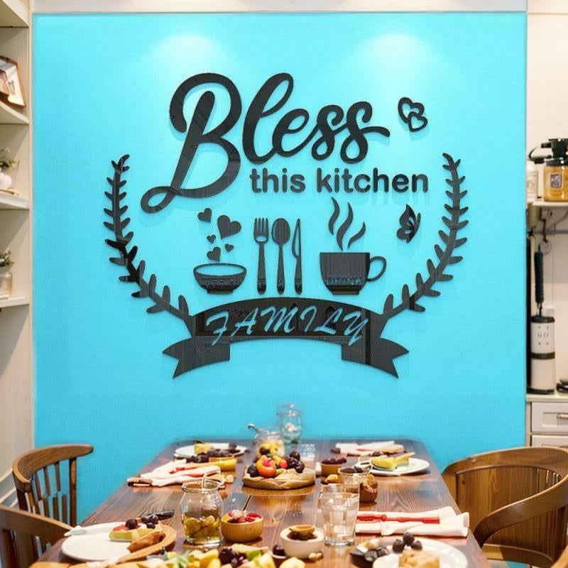 Kitchen Slogan Wall Stickers Restaurant Living Room DIY Stickers Home Decoration Wall Gift Shock-Absorbing 3D Decorative Ornaments Tiles Sticker