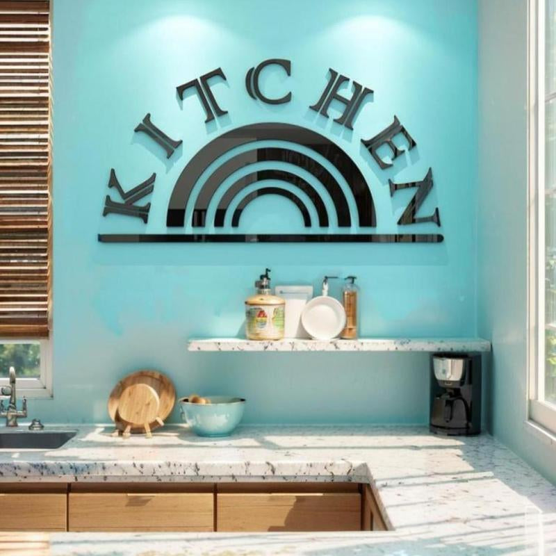 Kitchen Slogan Wall Stickers Restaurant Living Room DIY Stickers Home Decoration Wall Gift Shock-Absorbing 3D Decorative Ornaments Tiles Sticker