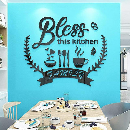 Kitchen Slogan Wall Stickers Restaurant Living Room DIY Stickers Home Decoration Wall Gift Shock-Absorbing 3D Decorative Ornaments Tiles Sticker