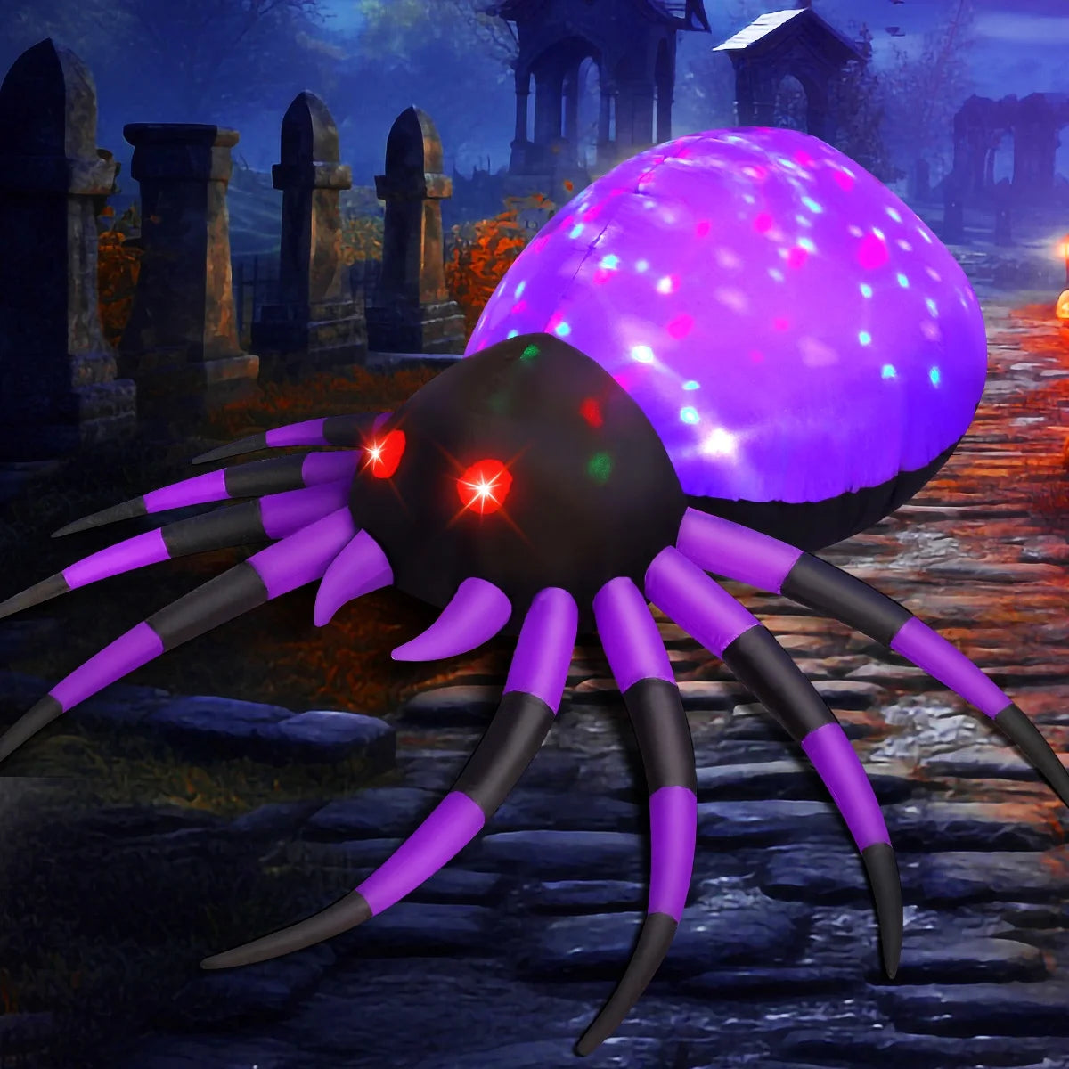  Halloween Blow up Spider with LED Lights, Outdoor Decorations 